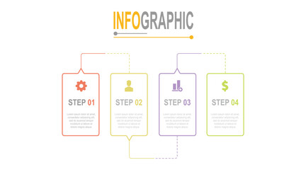 Infographic 4 steps Rectangle template business data info chart illustration