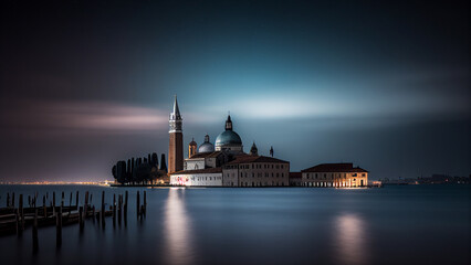 Obraz premium San Giorgio Maggiore Venice Italy. Generative Ai Art Illustration