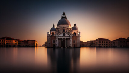 Obraz premium Santa Maria della Salute, Venice Italy. Generative Ai Art Illustration.