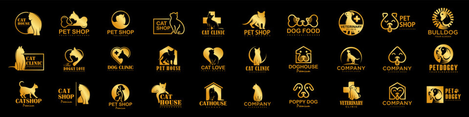 Dog Cat Pet Shop icon set Vector Logo design .This logo could be use as logo of pet shop, pet clinic