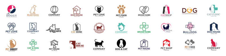 Dog Cat Pet Shop icon set Vector Logo design .This logo could be use as logo of pet shop, pet clinic