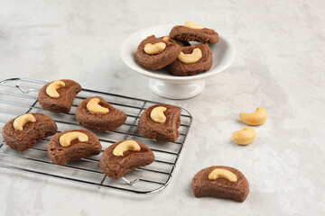 Choco Cashew Cookies, chocolate cookies with cashew nut, popular during Eid Al Fitr in Indonesia
