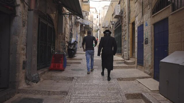 A Local Resident On The Narrow Street Of Mea Shearim
