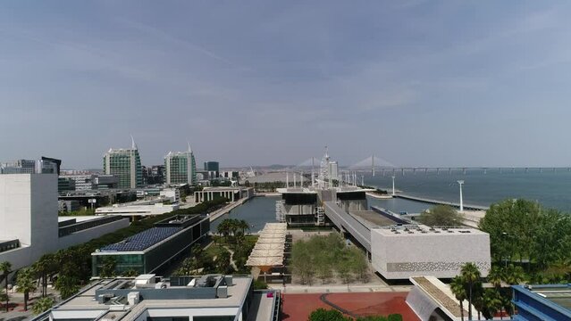Lisbon Oceanarium and Nations Park Portugal Aerial View