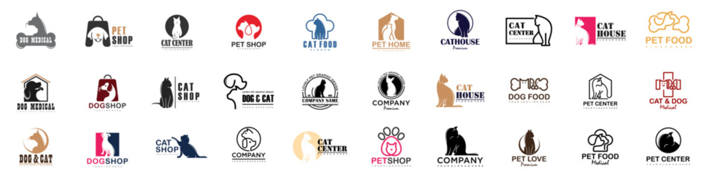 Dog Cat Pet Shop icon set Vector Logo design .This logo could be use as logo of pet shop, pet clinic