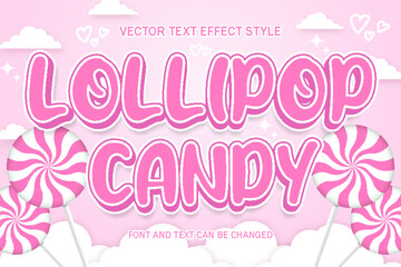Fototapeta na wymiar lollipop candy sweet sugar food logo typography editable text effect style template design background