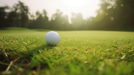 Golf ball on green course. Generative AI