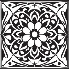 Flower clipart vector design black and white