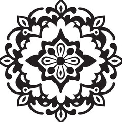 Flower clipart vector design black and white