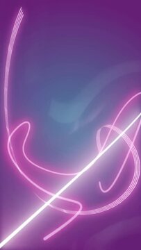Blue purple gradient with fun dancing neon energy swooshes, zap motion swirls lively party swooping motion lines retro 1990s look, vertical format video animation animated mobile phone format backdrop