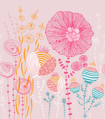 Fantasy Floral Garden Seamless Vector Pattern. Whether you're looking to add a pop of colour to your designs or create a playful and lively atmosphere, this pattern is sure to make a statement.