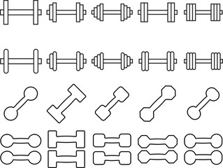 Dumbbell line set icon, logo vector