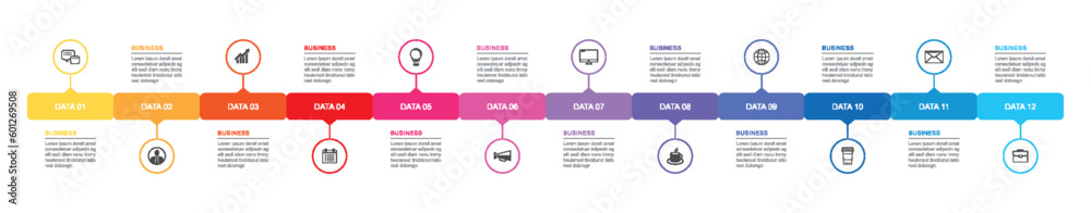 Canvas Prints 12 data infographics tab index timeline template. vector illustration abstract background.