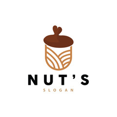Acron Logo, Premium Design Simple Vintage Retro Style, Vector Oak Nuts Acorns, Icon Symbol Illustration Template