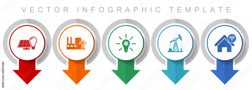 Poster industry and technology icon set, miscellaneous pointer icons such as renewable energy, power plant,