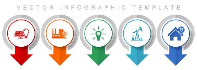 Industry and technology icon set, miscellaneous pointer icons such as renewable energy, power plant, oil and gas for webdesign and mobile applications, modern design infographic vector template