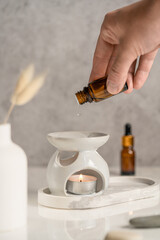 Ceramic Candle Aroma oil lamp with essential oil bottle. Scented lamps.Atmosphere of meditation