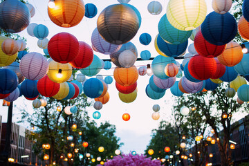 Beautiful colorful lanterns decorate the festival © โทวสิษฐ์ คงทน
