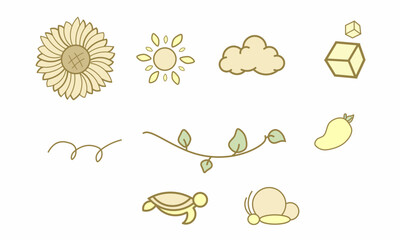 Collection of vector illustration icons on summer theme