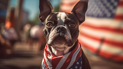 Patriotic Pooch: Boston Terrier Celebrating the Fourth of July