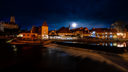 Fototapeta na wymiar Night photography of UNESCO town Cesky Krumlov