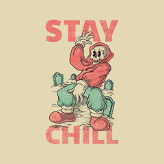 Retro cartoon mascot of rapper skeleton