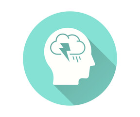 Human head with storm icon with long shadow for graphic and web design.