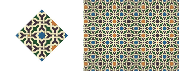 The geometric pattern of the Alhambra - obrazy, fototapety, plakaty