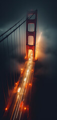 Fog-Enveloped Icon: Aerial View of Golden Gate Bridge