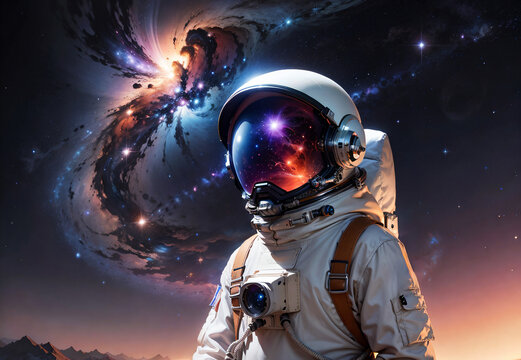 Space Astronaut In Galaxy Space Universe Background	
