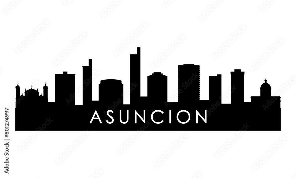 Wall mural Asuncion skyline silhouette. Black Asuncion city design isolated on white background. - Wall murals