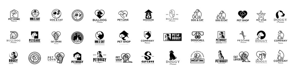 Dog Cat Pet Shop icon set Vector Logo design .This logo could be use as logo of pet shop, pet clinic