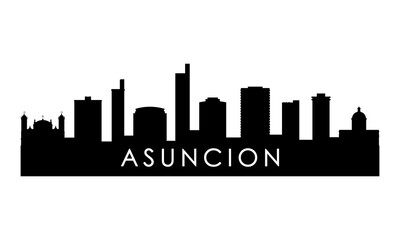 Fototapeta na wymiar Asuncion skyline silhouette. Black Asuncion city design isolated on white background.