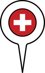 Switzerland flag Map pointer icon.