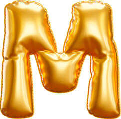 3D Render Letter M Uppercase Abjad Foil Balloon