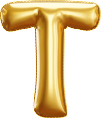 3D Render Letter T Uppercase Abjad Foil Balloon