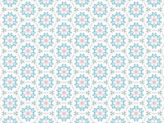 Blue and Pink Abstract Mandala or Ikat Wallpaper Pattern Background