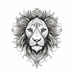 A very simple black and white tattoo design style line drawing illustration of a catr head, clean line work With Generative AI technology