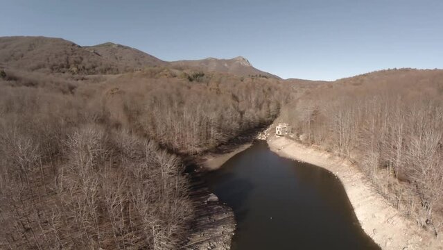 Dry swamp shores, Catalonia in Spain. warming disaster concept climate change