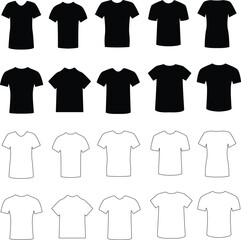 Short sleeve vector. Black and white shirts vector. Shirt silhouette