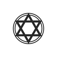 Pentagram in a circle line art element isolated. Vector element, Graphic design tattoo.