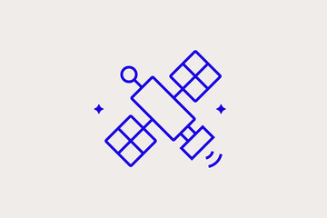 Geometric concept of satellite in space vector illustration in a flat style for website, mobile app, banner, ui ux, web design, business, marketing, landing, infographics, mockup,development