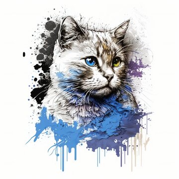 Cat eiting tshirt design tshirt design vector graphic With Generative AI technology
