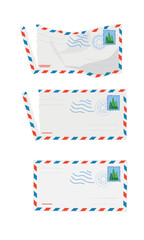Envelope vector set. Torn envelope clipart set in cartoon style. Paper waste item. Paper garbage collection. Paper letter.