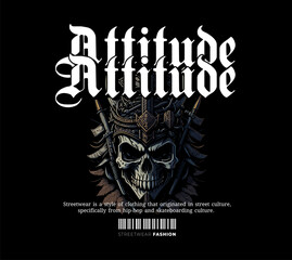 Urban Style Design. Screen Printing Design for Shirts, Jackets, Sweaters and More. Text Slogan, Skull Head Vector Illustration.