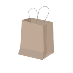 Paper bag vector isolated on white background. Paper bag clipart. Paper waste. Paper garbage.