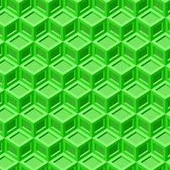 Green cubes 3d vector template illustration seamless pattern background