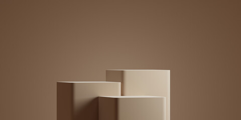 3d product background. 3d podium with brown background for product presentation. 3d rendering illustration.