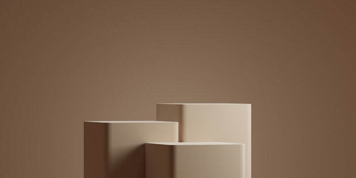 3d product background. 3d podium with brown background for product presentation. 3d rendering illustration.