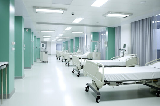 A bright and clean hospital ward